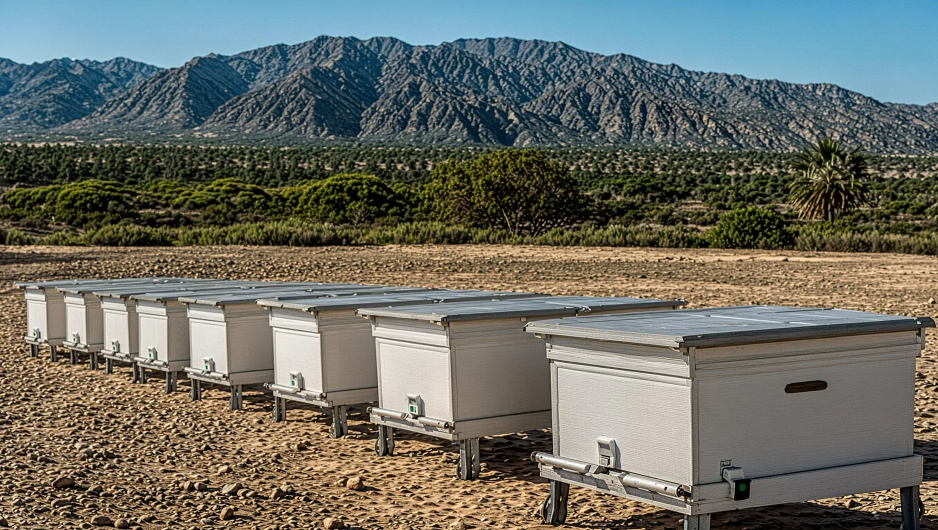 Honeybee apiary with entrance monitors in Hatta mountains